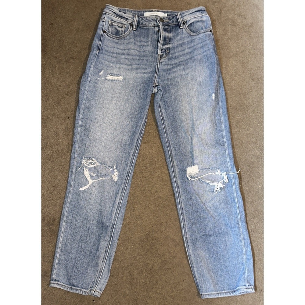Hidden Jeans Womens 26 Blue Denim Zoey Mom Distressed Light Wash Ladies Pants